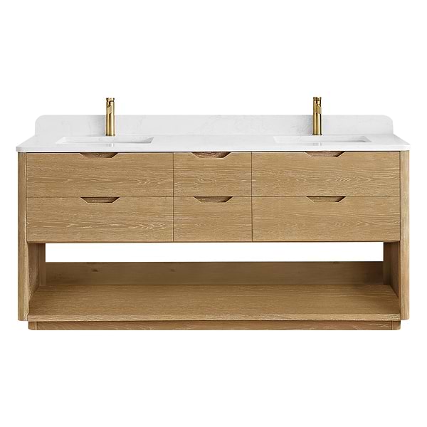 Salma Blonde Oak 72" Double Vanity with White Cultured Marble Top