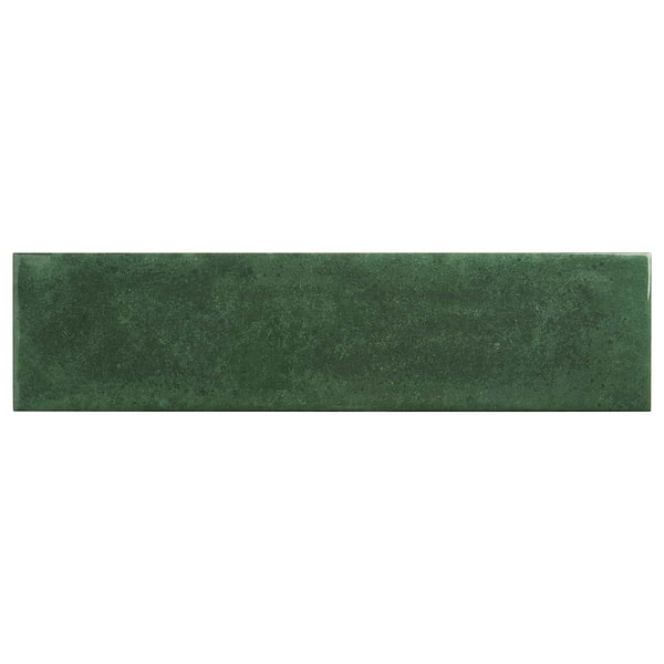Aquarella Leaf Green 4x16 Glossy Ceramic Tile
