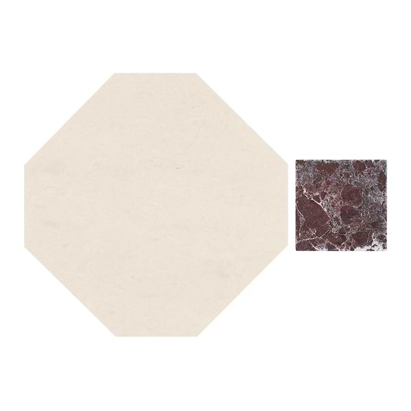 Alaris Simena 8" Octagon with Rosso Levanto Dot Tumbled Limestone and Marble Tile