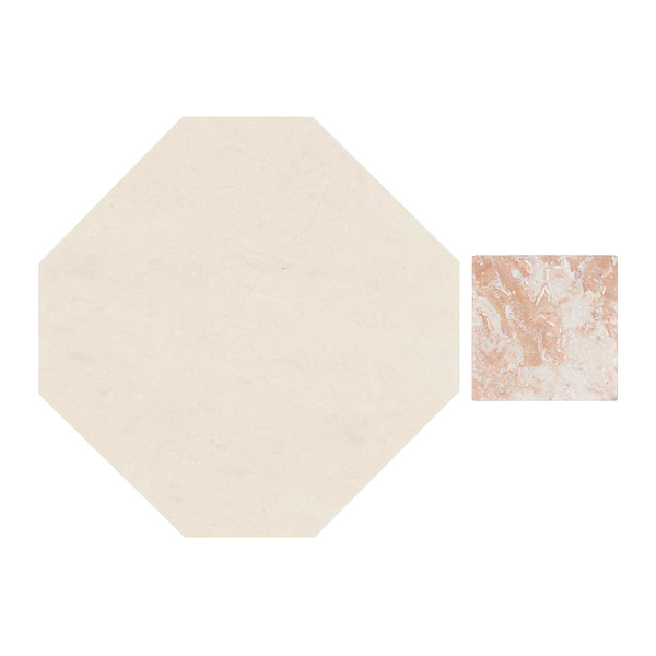 Alaris Simena 8" Octagon with Bellini Dot Tumbled Limestone and Marble Tile