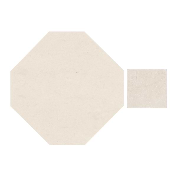Alaris Simena 8" Octagon with Crema Ella Dot Tumbled Limestone and Marble Tile