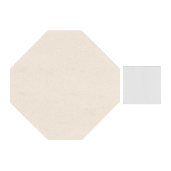Alaris Simena 8" Octagon with Glacier White Dot Tumbled Limestone and Marble Tile