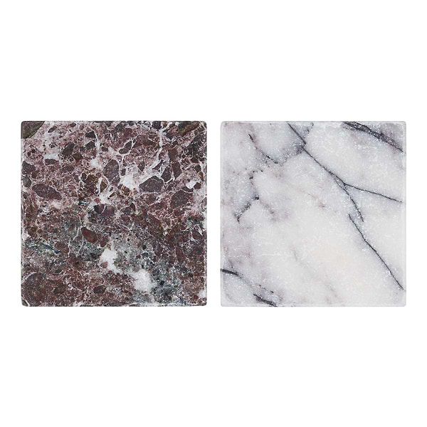Alaris Lovina Gray 8" Octagon with Lilac and Rosso Levanto Dot Tumbled Marble Tile