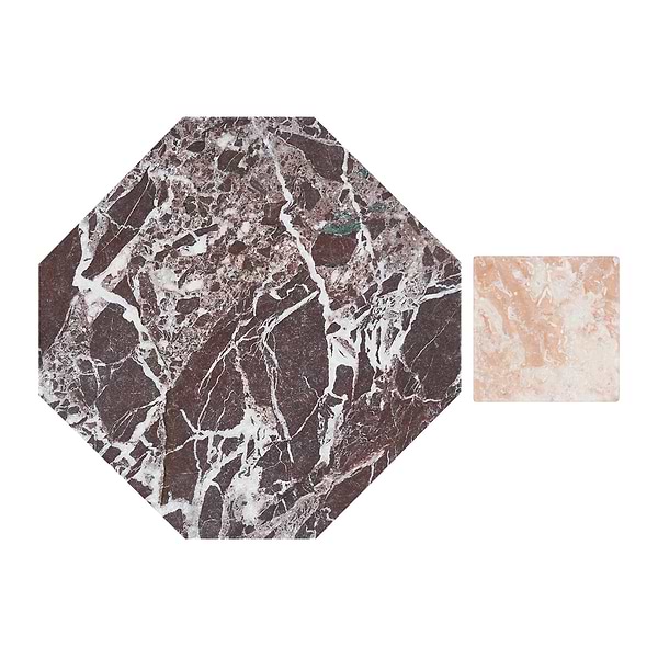 Alaris Rosso Levanto 8" Octagon with Bellini Dot Tumbled Marble Tile