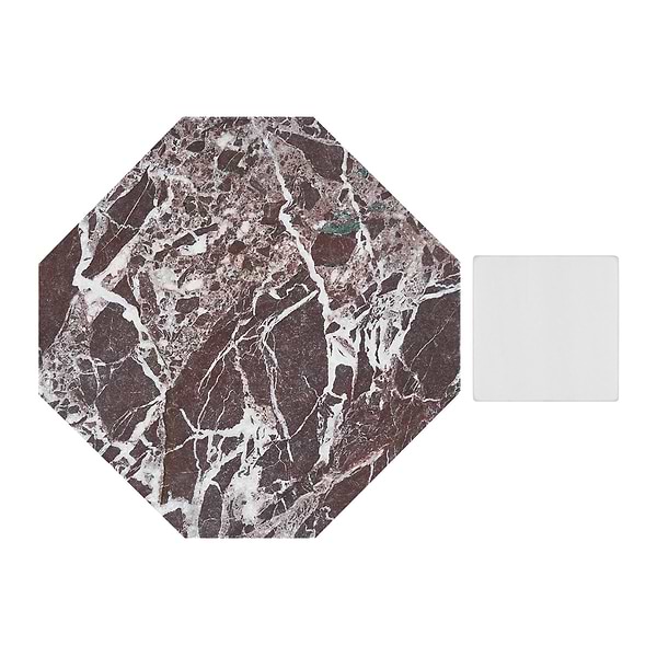 Alaris Rosso Levanto 8" Octagon with Glacier White Dot Tumbled Marble Tile