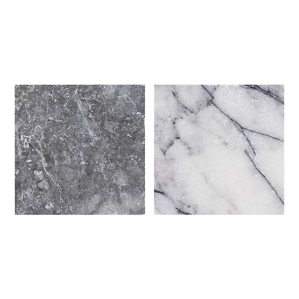 Alaris Rosso Levanto 8" Octagon with Lilac and Lovina Gray Dot Tumbled Marble Tile