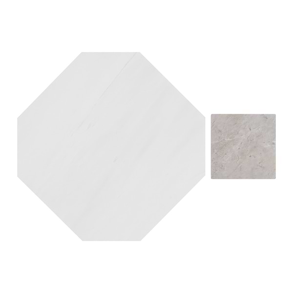 Alaris Glacier White 12" Octagon with Earth Gray Dot Honed Marble Tile
