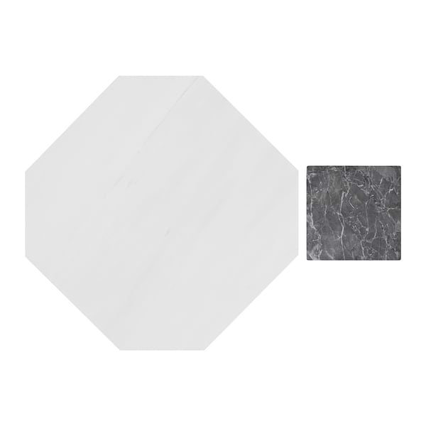 Alaris Glacier White 12" Octagon with Lovina Gray Dot Honed Marble Tile