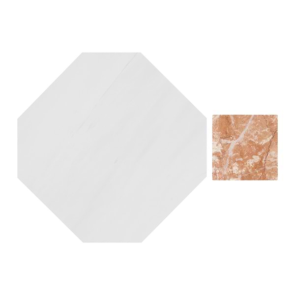 Alaris Glacier White 12" Octagon with Bellini Dot Honed Marble Tile