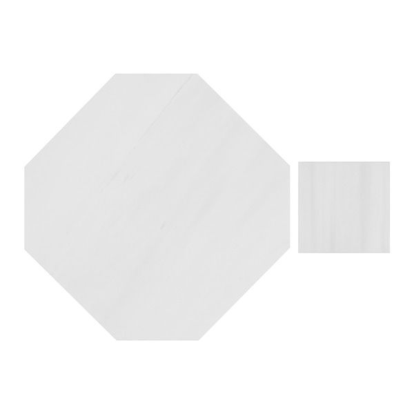 Alaris Glacier White 12" Octagon with Glacier White Dot Honed Marble Tile