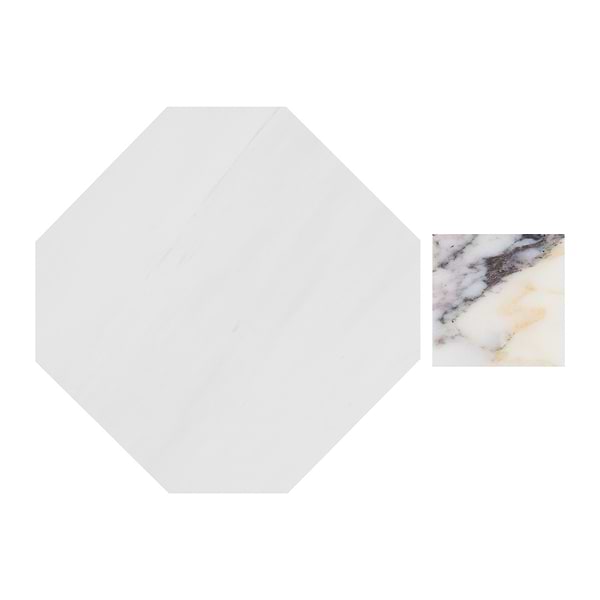 Alaris Glacier White 12" Octagon with Calacatta Viola Dot Honed Marble Tile