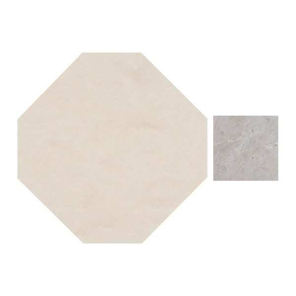 Alaris Crema Ella 12" Octagon with Earth Gray Dot Honed Marble Tile