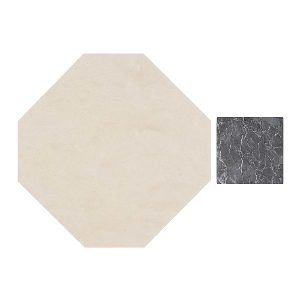 Alaris Crema Ella 12" Octagon with Lovina Gray Dot Honed Marble Tile