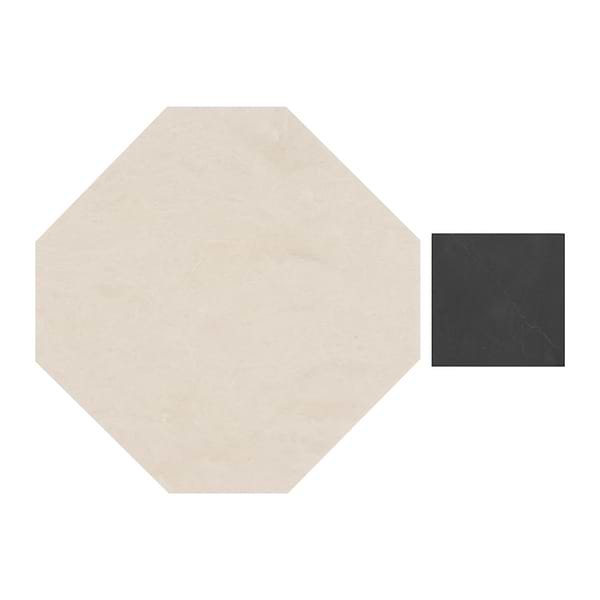 Alaris Crema Ella 12" Octagon with Black Silk Dot Honed Marble Tile