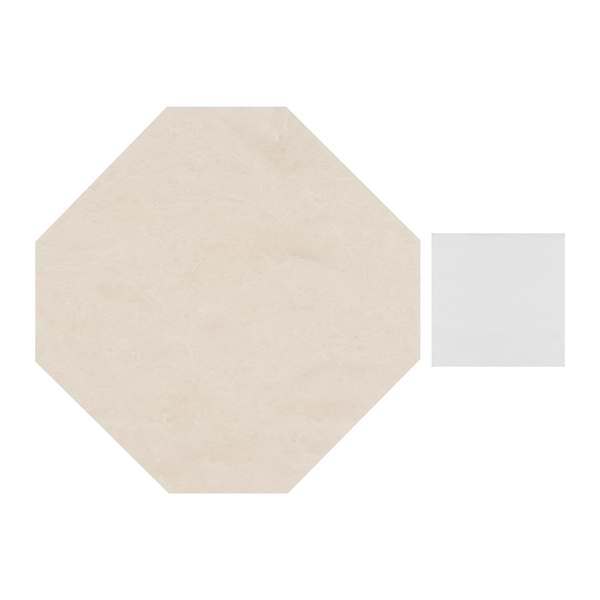 Alaris Crema Ella 12" Octagon with Glacier White Dot Honed Marble Tile
