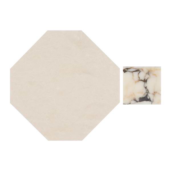 Alaris Crema Ella 12" Octagon with Calacatta Viola Dot Honed Marble Tile