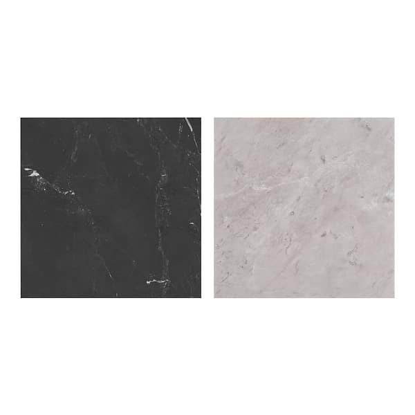 Alaris Crema Ella 12" Octagon with Black Silk and Earth Gray Dot Honed Marble Tile