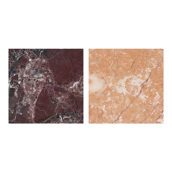 Alaris Crema Ella 12" Octagon with Bellini and Rosso Levanto Dot Honed Marble Tile