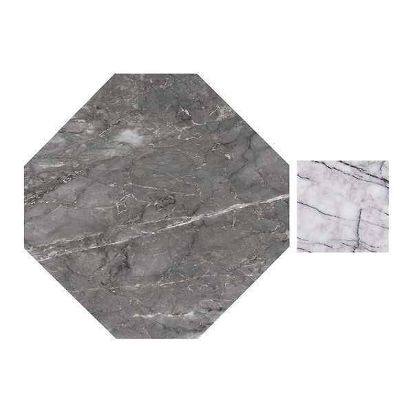 Alaris Lovina Gray 12" Octagon with Lilac Dot Honed Marble Tile