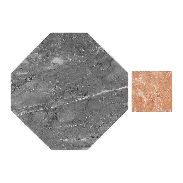 Alaris Lovina Gray 12" Octagon with Bellini Dot Honed Marble Tile