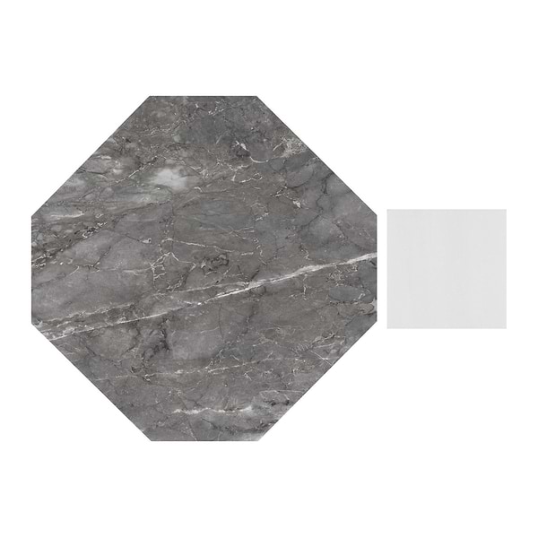 Alaris Lovina Gray 12" Octagon with Glacier White Dot Honed Marble Tile