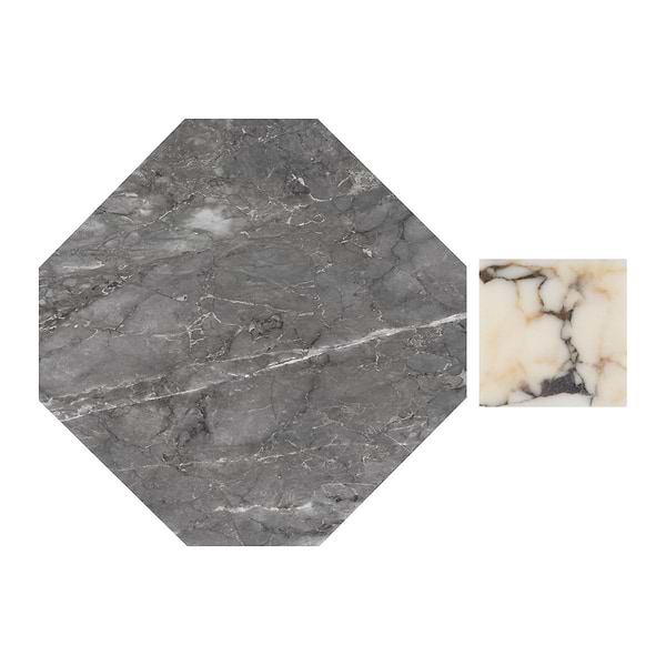 Alaris Lovina Gray 12" Octagon with Calacatta Viola Dot Honed Marble Tile