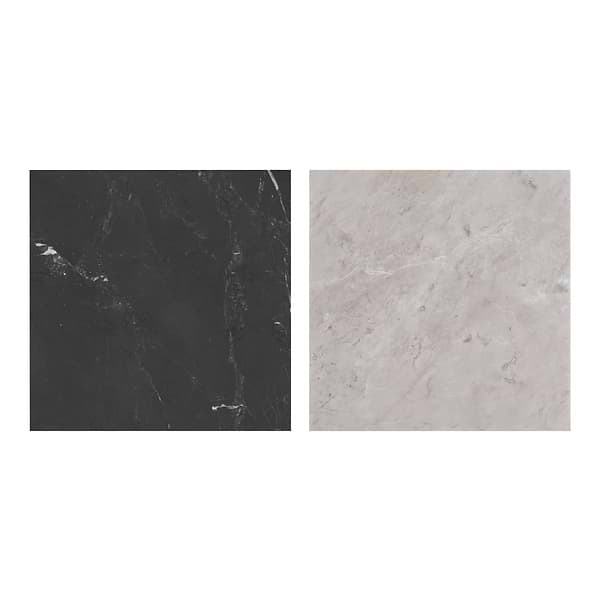 Alaris Lovina Gray 12" Octagon with Black Silk and Earth Gray Dot Honed Marble Tile