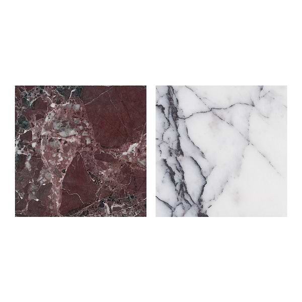 Alaris Lovina Gray 12" Octagon with Lilac and Rosso Levanto Dot Honed Marble Tile