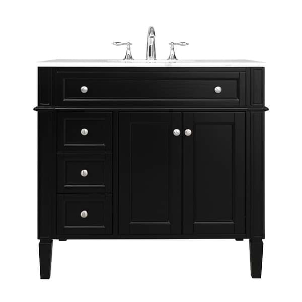 Montair Black 36" Single Vanity With Carrara White Marble Top