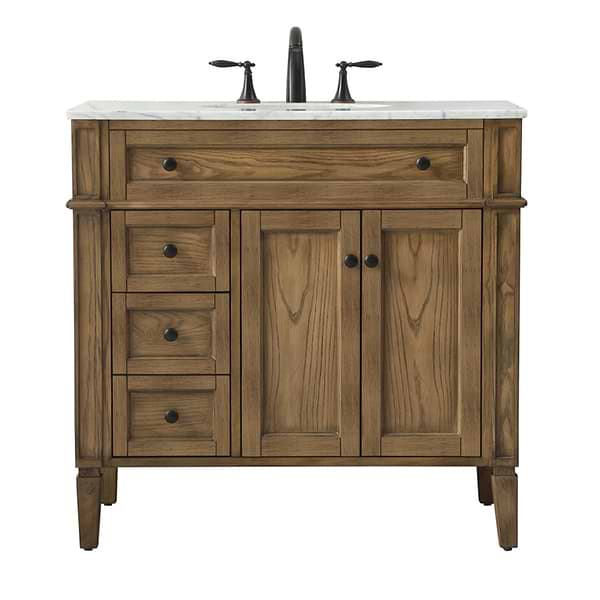 Montair Dark Brown 36" Single Vanity With Carrara White Marble Top