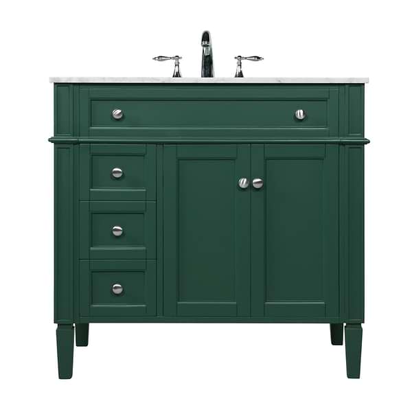 Montair Green 36" Single Vanity With Carrara White Marble Top