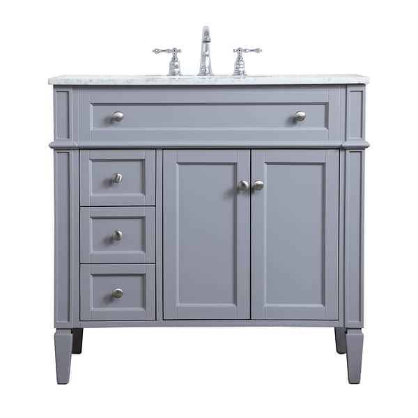Montair Gray 36" Single Vanity With Carrara White Marble Top