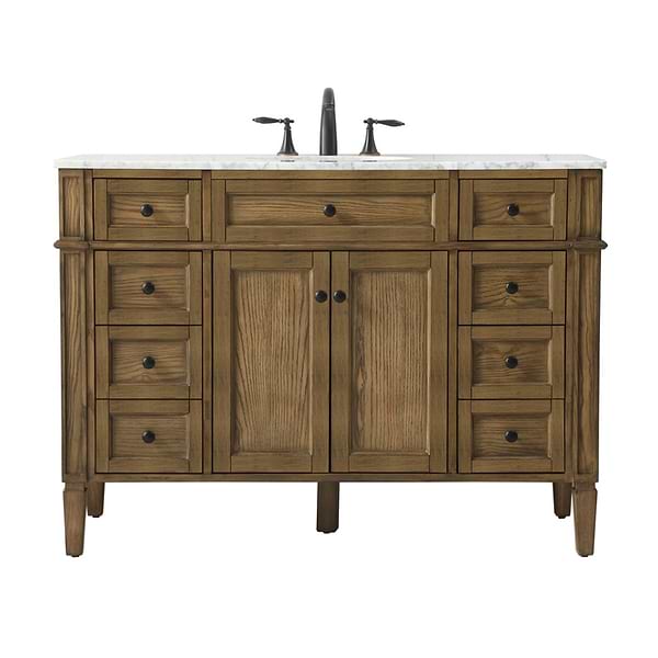 Montair Dark Brown 48" Single Vanity With Carrara White Marble Top