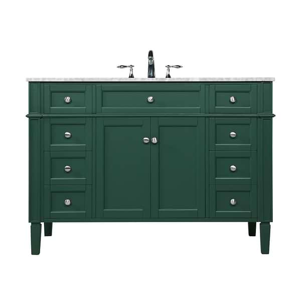 Montair Green 48" Single Vanity With Carrara White Marble Top