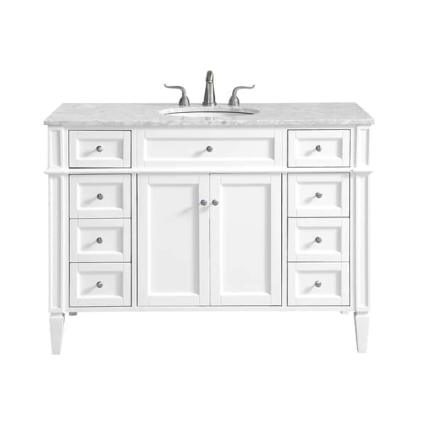 Montair White 48" Single Vanity With Carrara White Marble Top