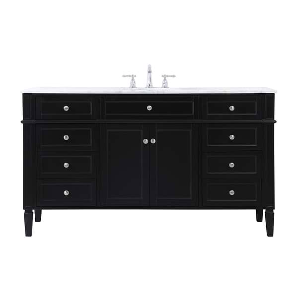 Montair Black 60" Single Vanity With Carrara White Marble Top