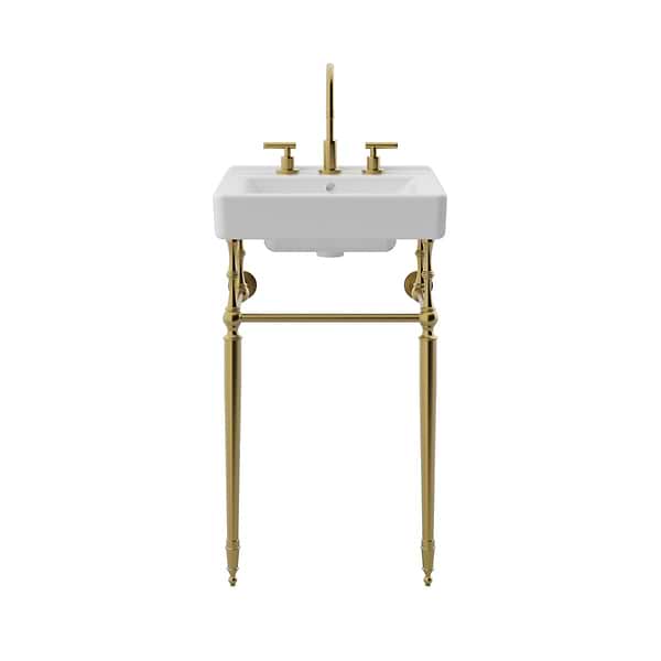 Napoleon Brushed Brass 20" Single Console with White Ceramic Top and Rectangle Sink