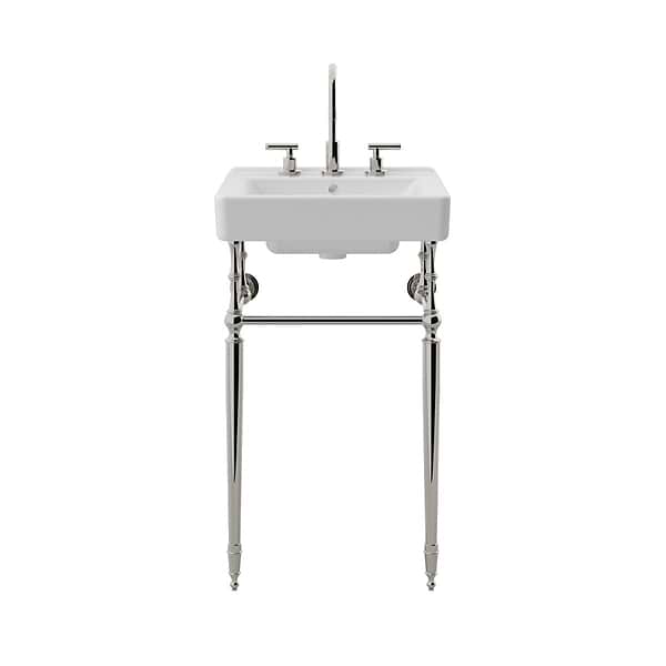 Napoleon Polished Nickel 20" Single Console with White Ceramic Top and Rectangle Sink