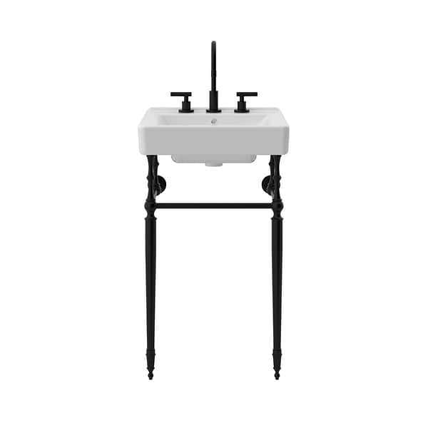 Napoleon Matte Black 20" Single Console with White Ceramic Top and Rectangle Sink