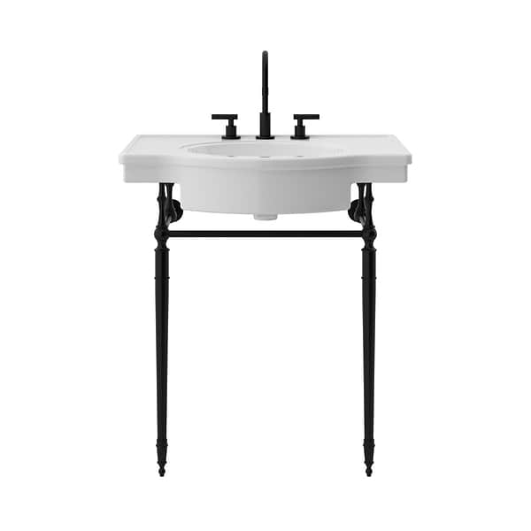 Napoleon Matte Black 31" Single Console with White Ceramic Top and Oval Sink