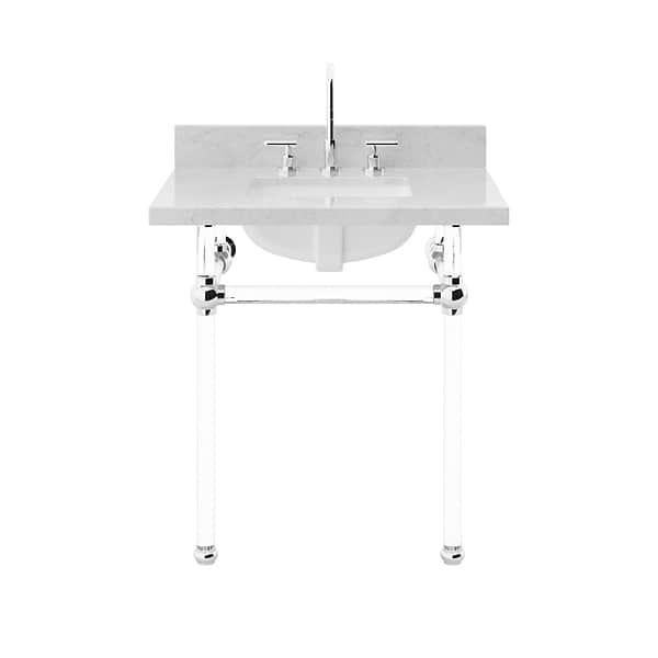 Elinor Polished Chrome 30" Single Console with Carrara Marble Top Rectangle Sink and Backsplash