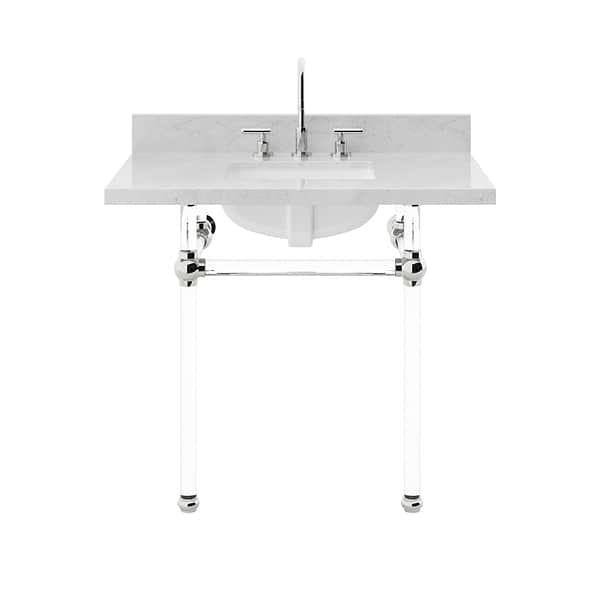 Elinor Polished Nickel 36" Single Console with Carrara Marble Top Rectangle Sink and Backsplash