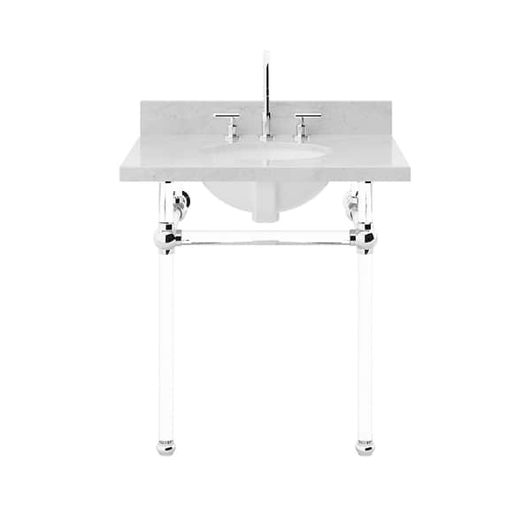 Elinor Polished Chrome 30" Single Console with Carrara Marble Top Oval Sink and Backsplash