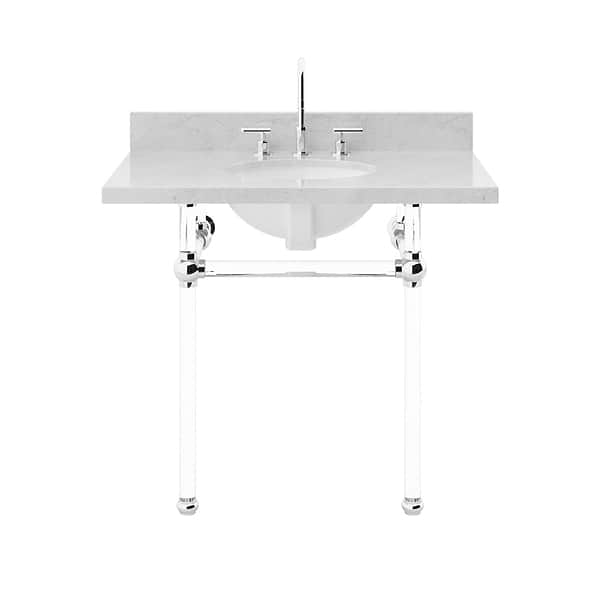 Elinor Polished Chrome 36" Single Console with Carrara Marble Top Oval Sink and Backsplash