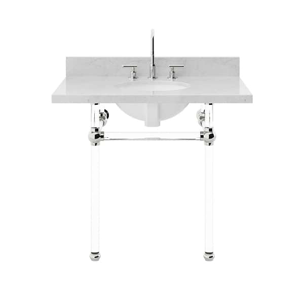 Elinor Polished Nickel 36" Single Console with Carrara Marble Top Oval Sink and Backsplash