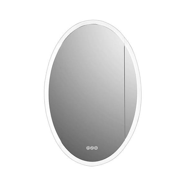 Radium Silver 24x36" Oval Recessed or Wall Mounted Right-Hand LED Medicine Cabinet with Mirror in Silver, View 2, open zoomed image