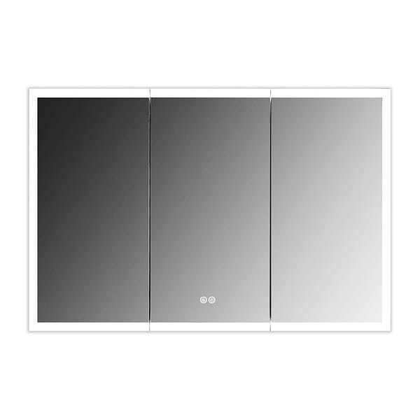 Mirava 48x32"  Rectangle Recessed or Wall Mounted Side by Side LED Medicine Cabinet with Mirror in Silver, View 2, open zoomed image