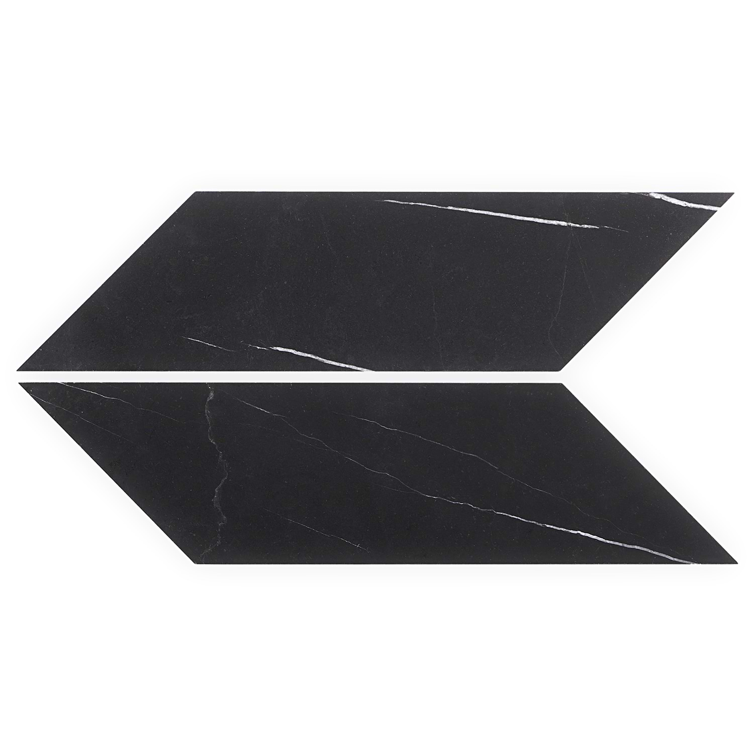 Nero Marquina 3x12 Chevron Honed Marble Tile