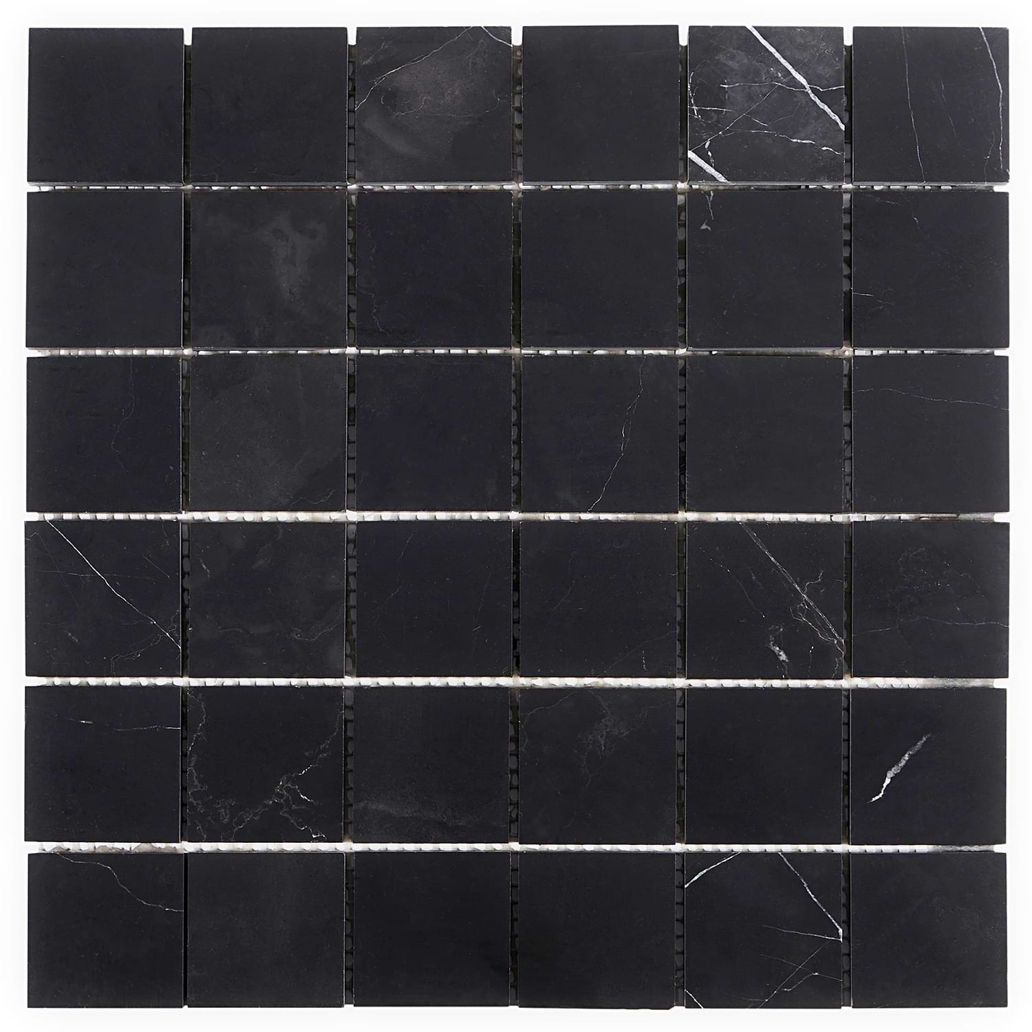 Nero Marquina 2x2 Honed Marble Mosaic Tile