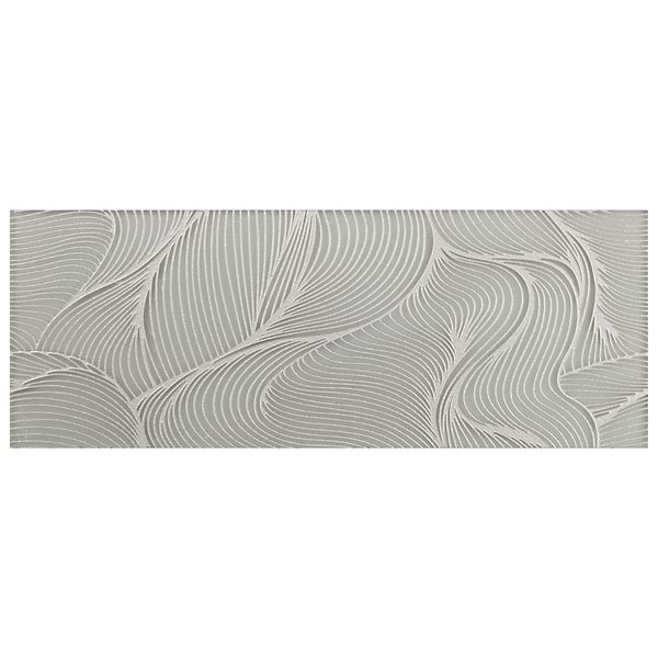 Sonya Waves Sterling Gray and Silver 6x16 Frosted Glass Tile